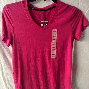 GAP Ladies Classic Fit Lightweight Short Sleeve Soft Deep V-Neck Slub Tee-Small